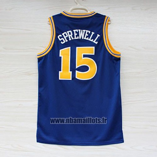 Maillot Golden State Warriors Latrell Sprewell No 15 Retro Bleu